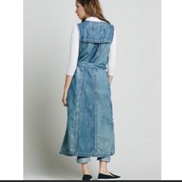 Free People Faye Chambray trendy denim maxi waterfall vest Boho, rodeo, festival - Picture 2 of 13